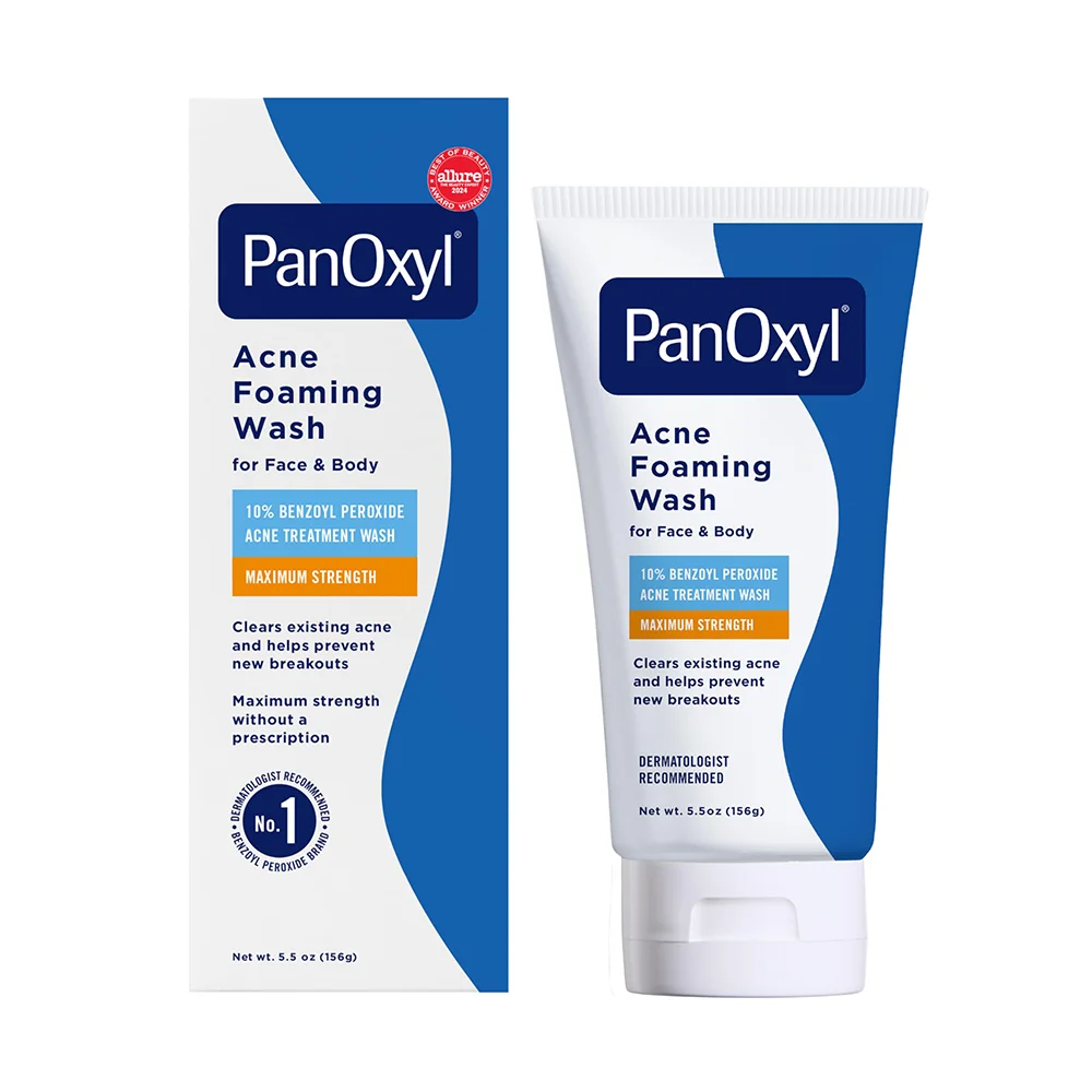 PanOxyl 10% Benzoyl Peroxide Maximum Strength Acne Foaming Face & Body Wash 1 PanOxyl 10% Benzoyl Peroxide Maximum Strength Acne Foaming Face & Body Wash