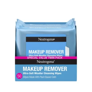 Neutrogena Micellar Makeup Remover Wipes with Triple Emollient Blend, Alcohol-Free and Plant-Based Cloth for Gentle Daily Cleansing