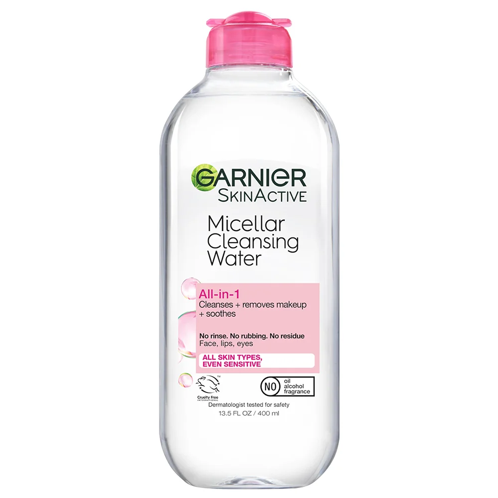 Garnier Micellar Cleansing Water for Sensitive Skin, All-in-1 Hydrating Facial Cleanser and Makeup Remover, 400ml 1 Garnier Micellar Cleansing Water for Sensitive Skin, All-in-1 Hydrating Facial Cleanser and Makeup Remover, 400ml