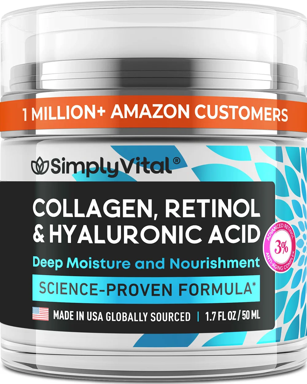 SimplyVital Anti-Aging Face & Neck Cream with Retinol, Collagen & Hyaluronic Acid | Day & Night Moisturizer for Women & Men 1 SimplyVital Anti-Aging Face & Neck Cream with Retinol, Collagen & Hyaluronic Acid | Day & Night Moisturizer for Women & Men