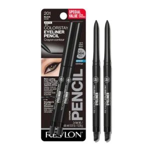 Revlon ColorStay Waterproof Pencil Eyeliner in Black with Built-In Sharpener, 24HR Smudge-Proof, 2 Pack