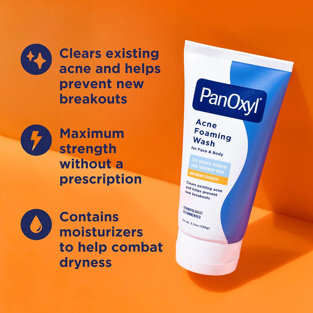 PanOxyl 10% Benzoyl Peroxide Maximum Strength Acne Foaming Face & Body Wash 2 PanOxyl 10% Benzoyl Peroxide Maximum Strength Acne Foaming Face & Body Wash - Image 2