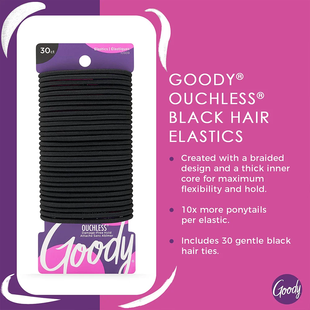 Goody Ouchless Hair Elastics | No-Pull, No-Breakage Ponytail Holders for All Hair Types | 30 Count 2 Goody Ouchless Hair Elastics | No-Pull, No-Breakage Ponytail Holders for All Hair Types | 30 Count - Image 2