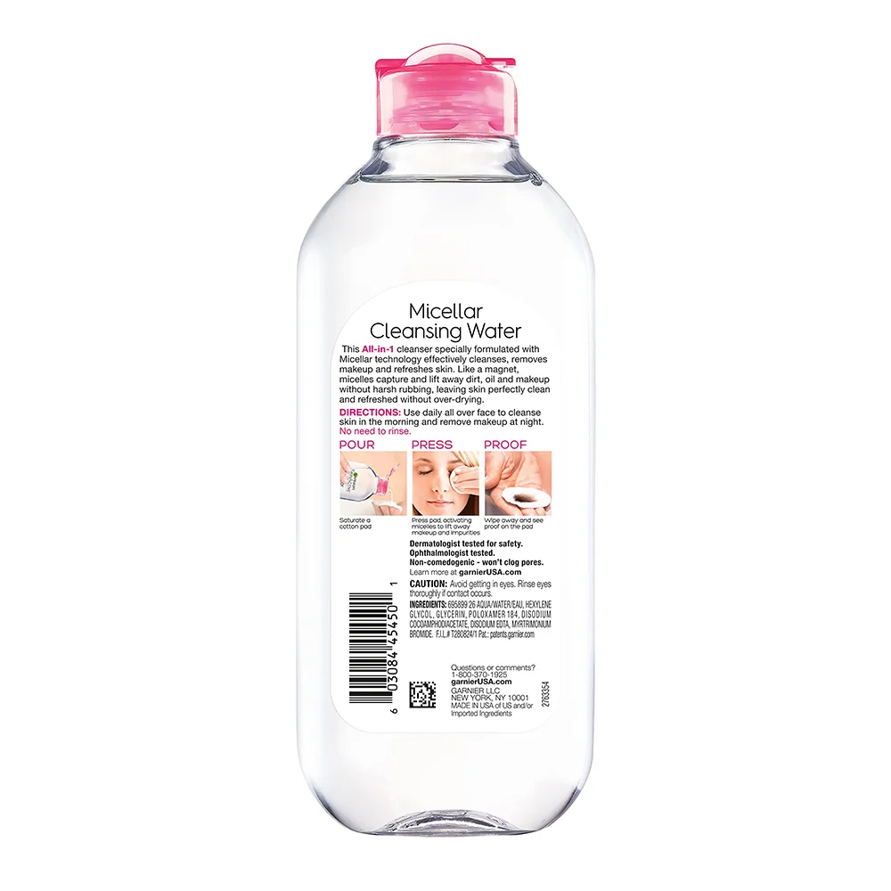 Garnier Micellar Cleansing Water for Sensitive Skin, All-in-1 Hydrating Facial Cleanser and Makeup Remover, 400ml 2 Garnier Micellar Cleansing Water for Sensitive Skin, All-in-1 Hydrating Facial Cleanser and Makeup Remover, 400ml - Image 2