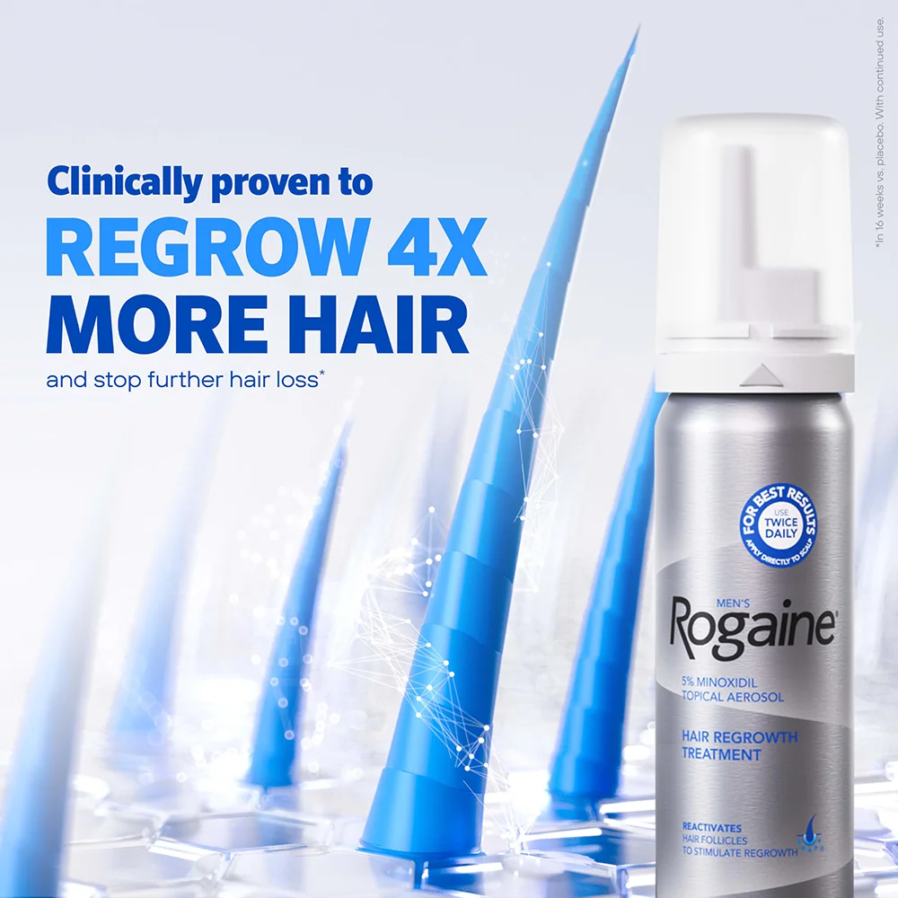 Men's Rogaine 5% Minoxidil Foam for Hair Regrowth, Clinically Proven Thinning Hair Treatment, 3-Month Supply 2 Men's Rogaine 5% Minoxidil Foam for Hair Regrowth, Clinically Proven Thinning Hair Treatment, 3-Month Supply - Image 2