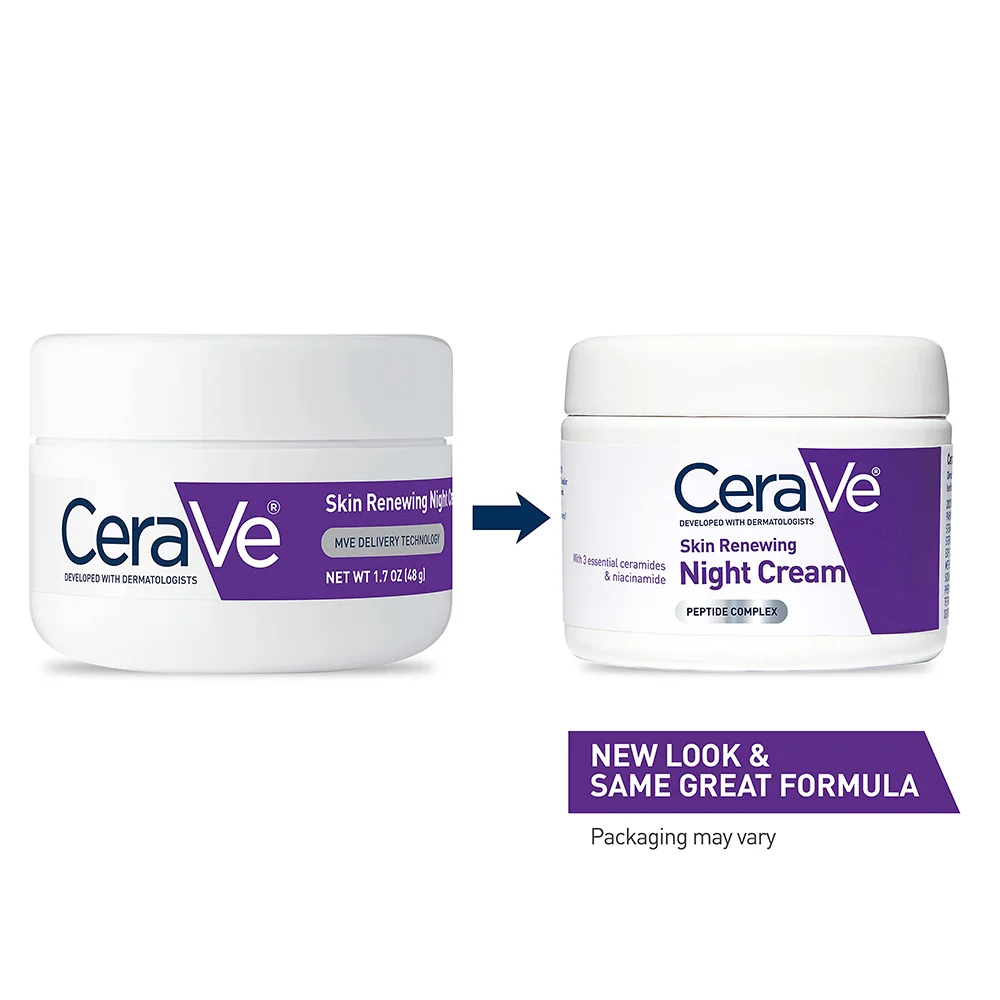 CeraVe Skin Renewing Night Cream | Anti-Aging Overnight Face Moisturizer with Peptides, Niacinamide and Hyaluronic Acid | 1.7 oz 2 CeraVe Skin Renewing Night Cream | Anti-Aging Overnight Face Moisturizer with Peptides, Niacinamide and Hyaluronic Acid | 1.7 oz - Image 2