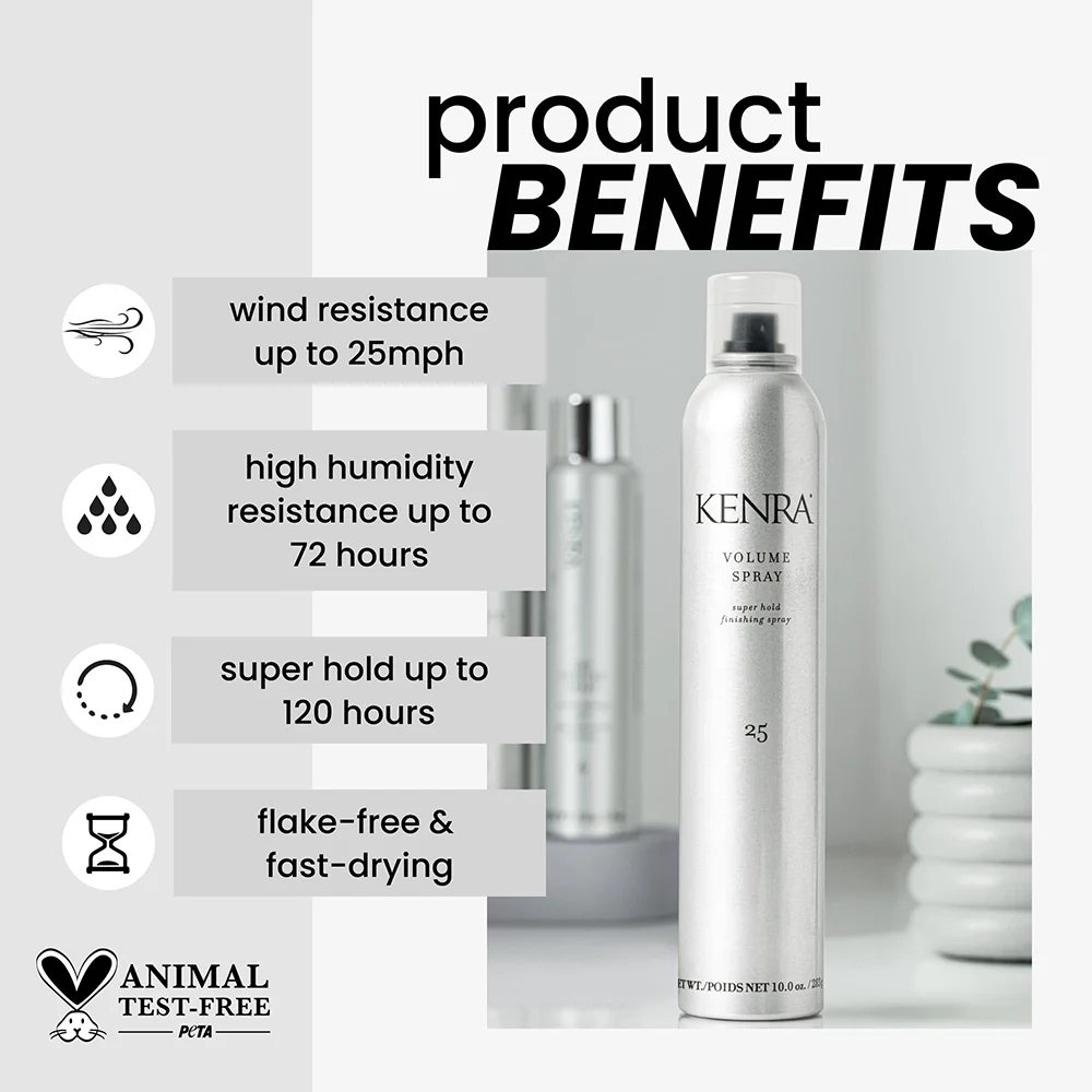 Kenra Professional Volume Spray 25 Super Hold Finishing Hairspray, Flake-Free and Humidity-Resistant for All Hair Types 2 Kenra Professional Volume Spray 25 Super Hold Finishing Hairspray, Flake-Free and Humidity-Resistant for All Hair Types - Image 2