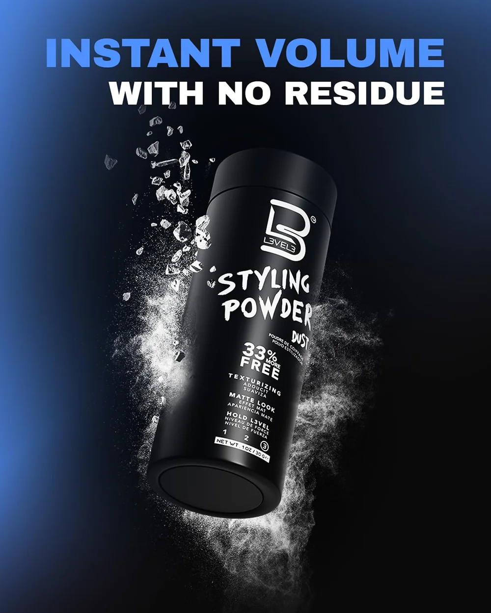 L3 Level 3 Men's Hair Styling Powder | Natural Matte Finish with Medium Hold | 30g 3 L3 Level 3 Men's Hair Styling Powder | Natural Matte Finish with Medium Hold | 30g - Image 3