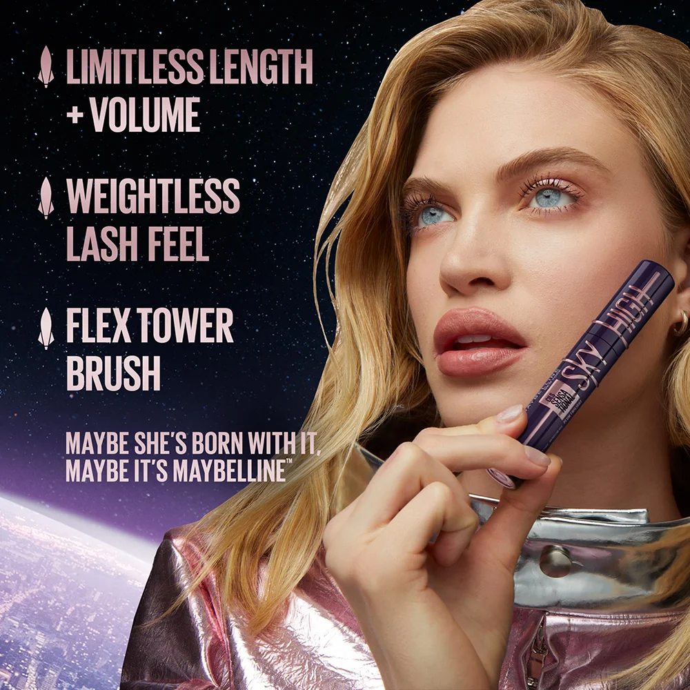 Maybelline Sky High Washable Mascara, Volumizing & Lengthening Mascara for Buildable Blackest Black Lashes 3 Maybelline Sky High Washable Mascara, Volumizing & Lengthening Mascara for Buildable Blackest Black Lashes - Image 3