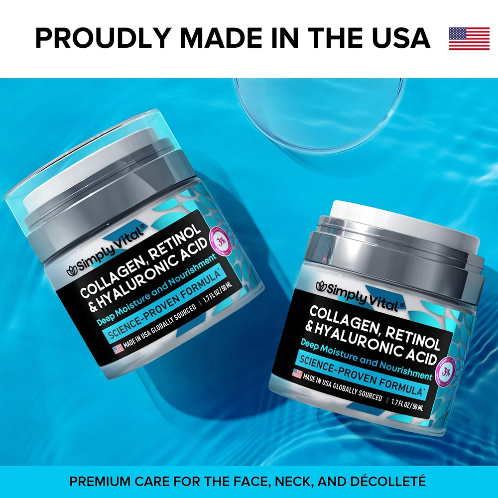 SimplyVital Anti-Aging Face & Neck Cream with Retinol, Collagen & Hyaluronic Acid | Day & Night Moisturizer for Women & Men 4 SimplyVital Anti-Aging Face & Neck Cream with Retinol, Collagen & Hyaluronic Acid | Day & Night Moisturizer for Women & Men - Image 4